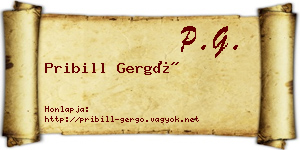 Pribill Gergő névjegykártya